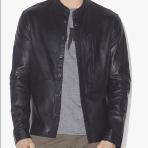 John Varvatos snap front leather shirt jacket